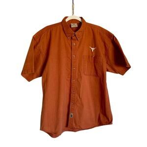 Custom Men's UT Longhorn College Football Embroidered Short Sleeve Button Down